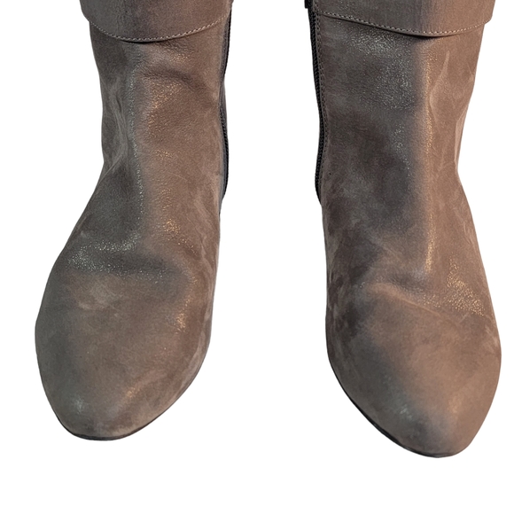 Isola Adora Carbon Brown Metallic Leather Knee High Cuffed Fashion Boot Size 7.5 - Picture 8 of 14